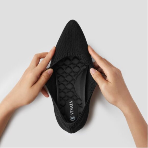 Vivaia Black Lightweight Pointed Ballet Walker Flats - 41 / 9.5 - Picture 8 of 16